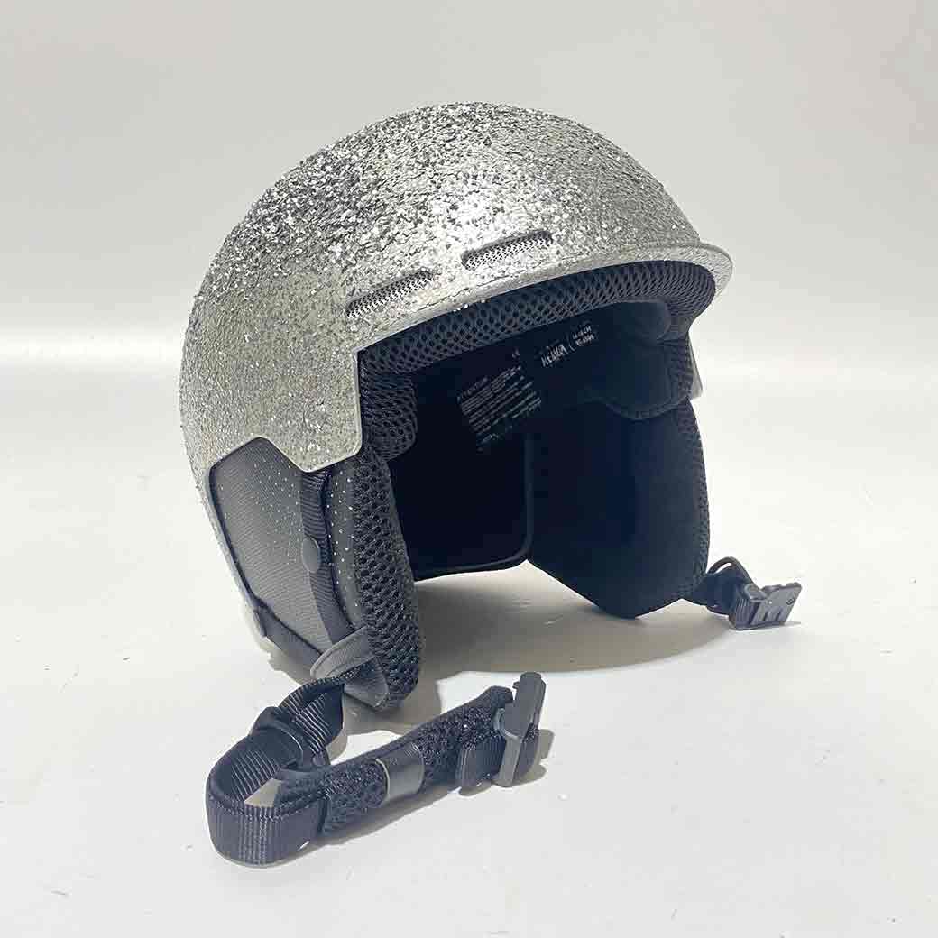 HELMET Motorcycle - Silver Sparkle Glitter